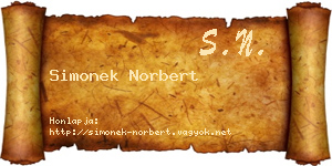 Simonek Norbert névjegykártya